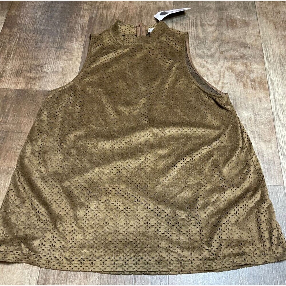 Miss Love Top Womens Small S Brown Sleeveless Blouse